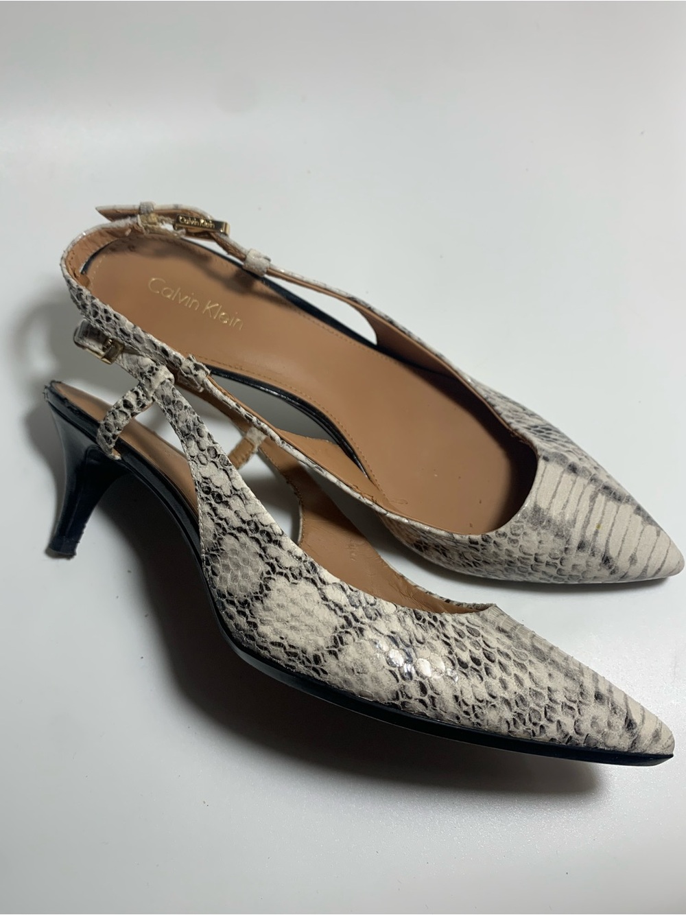 Calvin Klein Snakeskin Slingbacks Size 8.5